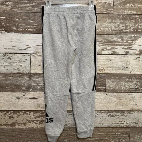 Adidas Light Heather Grey Fleece Youth Boy's Loose Fit Jogger Sweatpants - Picture 2 of 3